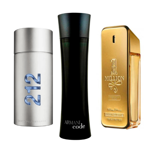 Set de 3 Perfumes | 212 Men NYC, Paco Rabanne One Million, Armani Code Homme 100 ml
