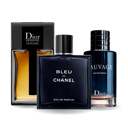 Set de 3 Perfumes | Sauvage Dior, Bleu de Chanel, Dior Homme Intense 100 ml